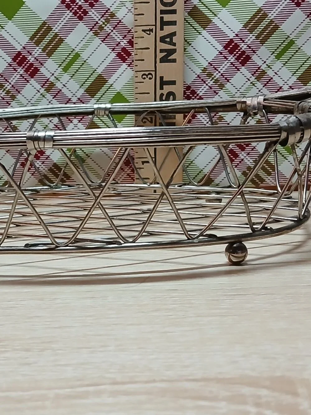 Vintage Antique Silver Metal Wire Bread Fruit Basket with Metal Wrapped Handles